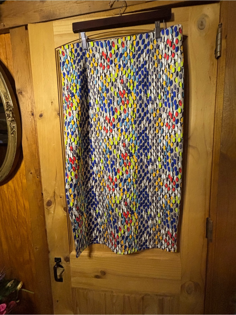 White Multicolor Dot-Print Pencil Skirt